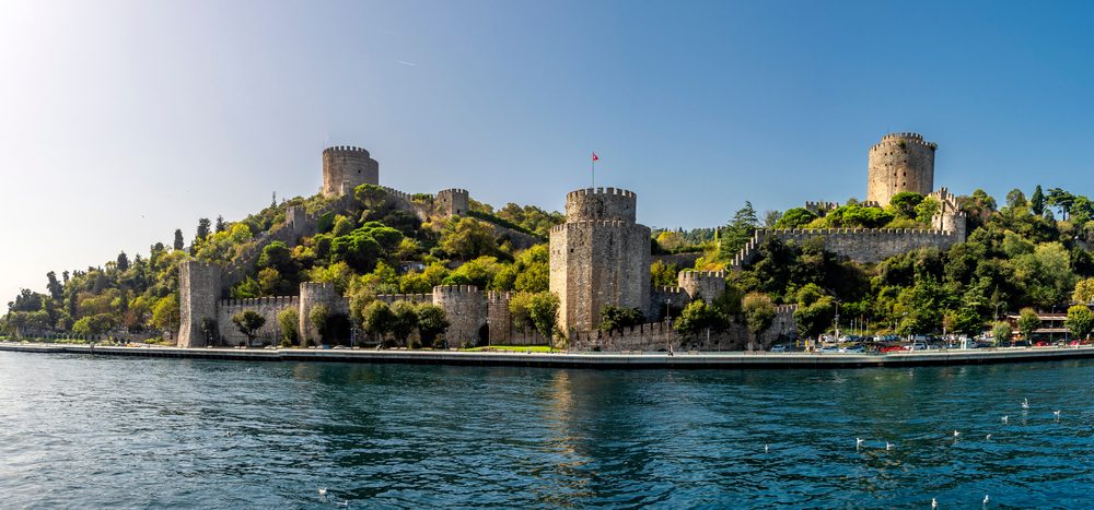 Panoramic Bosphorus view from Rumeli Fortress toward the Fatih Sultan Mehmet Bridge