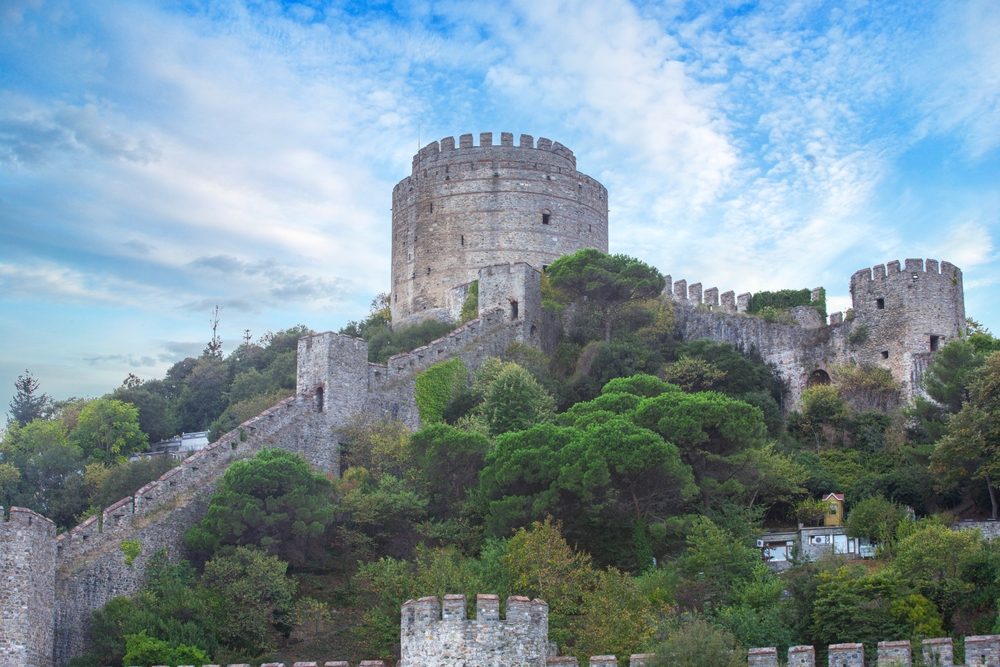 Interior courtyard and grounds inside Rumeli Fortress open-air museum